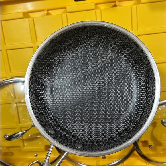 HEXCLAD 7 Piece Nonstick Stainless Steel Frying Pan Set 8 10 12" Lids Wok M $600 - Picture 9 of 10